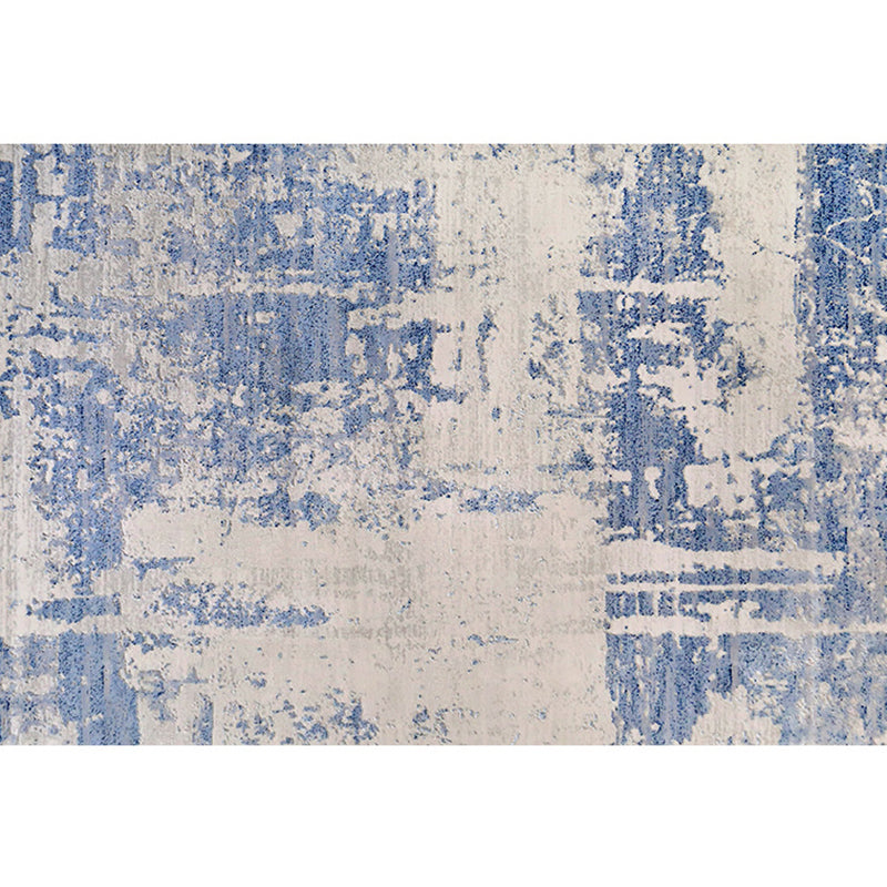 Minimalist Living Room Rug Multi Colored Abstract Printed Indoor Rug Polyster Anti-Slip Backing Pet Friendly Carpet Dark Blue-White Clearhalo 'Area Rug' 'Rug' 2392569