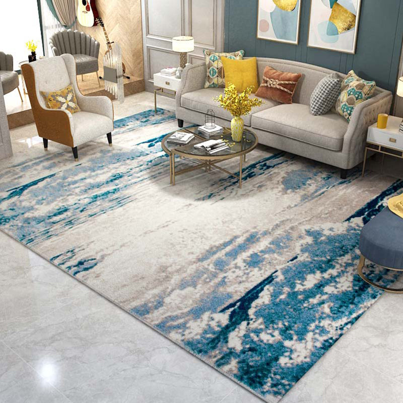 Scandinavian Living Room Rug Multi Colored Abstract Pattern Carpet Polyster Non-Slip Backing Pet Friendly Indoor Rug Sky Blue-White Clearhalo 'Area Rug' 'Rug' 2392593
