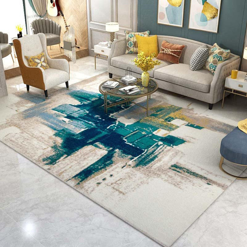 Scandinavian Living Room Rug Multi Colored Abstract Pattern Carpet Polyster Non-Slip Backing Pet Friendly Indoor Rug Green Clearhalo 'Area Rug' 'Rug' 2392596
