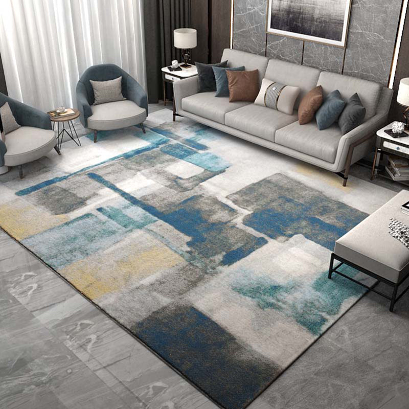 Scandinavian Living Room Rug Multi Colored Abstract Pattern Carpet Polyster Non-Slip Backing Pet Friendly Indoor Rug Grey Clearhalo 'Area Rug' 'Rug' 2392598