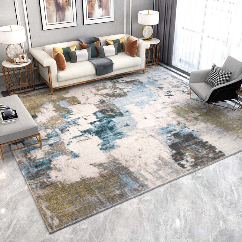 Scandinavian Living Room Rug Multi Colored Abstract Pattern Carpet Polyster Non-Slip Backing Pet Friendly Indoor Rug Gray-Green Clearhalo 'Area Rug' 'Rug' 2392600