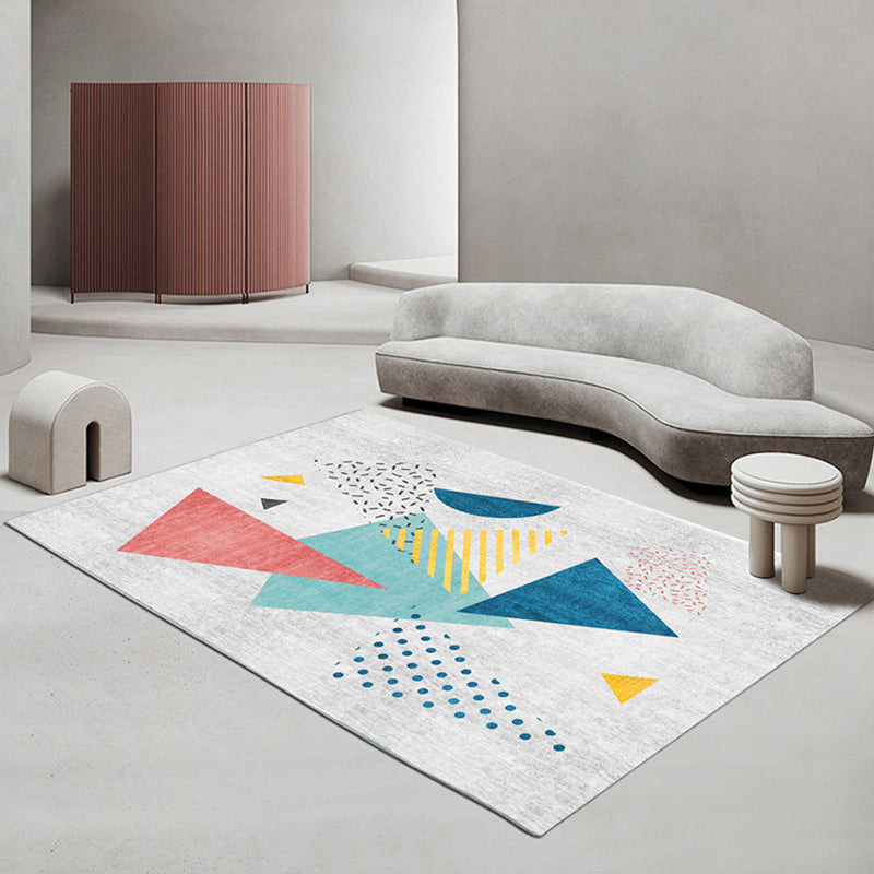 Multicolored Scandinavian Rug Polyster Hand Printed Indoor Rug Pet Friendly Easy Care Area Carpet for Living Room Blue Clearhalo 'Area Rug' 'Rug' 2392781