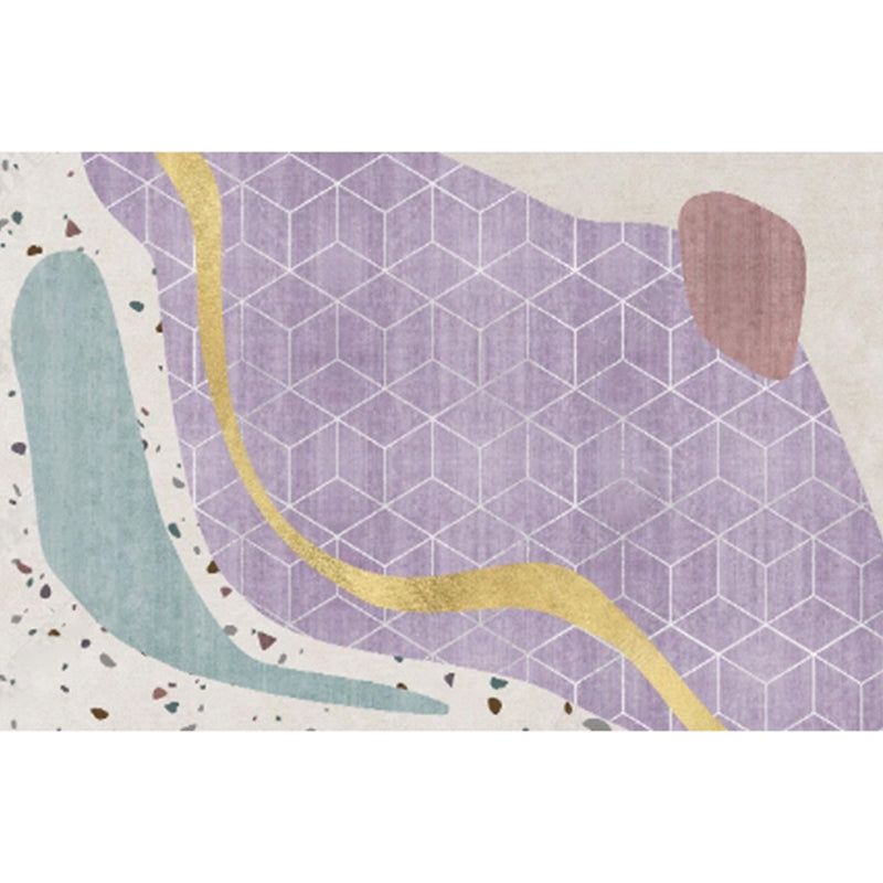 Multi-Colored Living Room Rug Western Color Block Indoor Rug Polypropylene Anti-Slip Easy Care Area Carpet Light Purple Clearhalo 'Area Rug' 'Rug' 2392796
