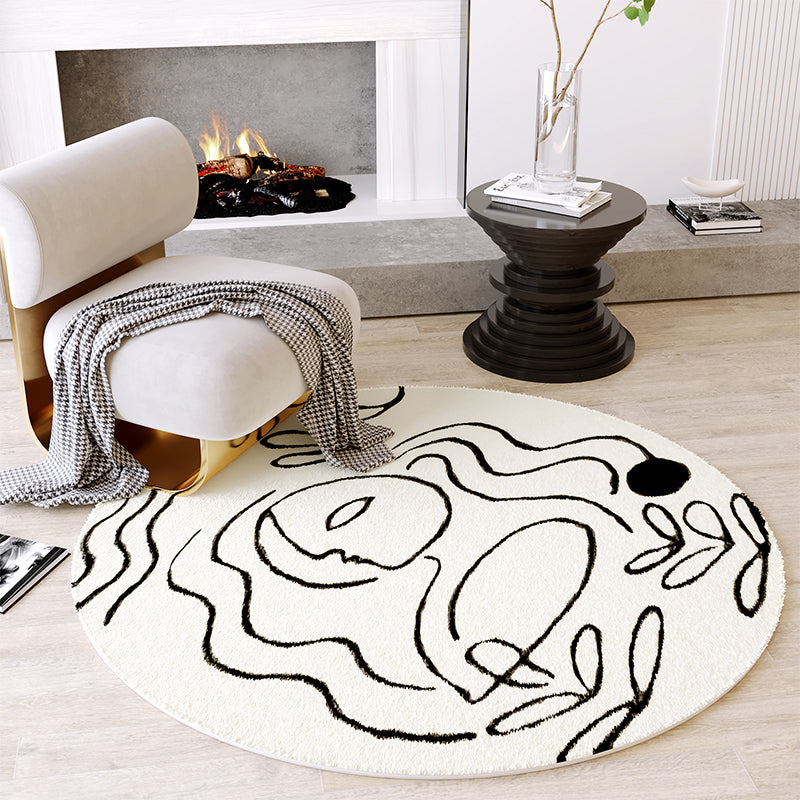 Creative Decoration Rug White Hand Printed Indoor Rug Polypropylene Pet Friendly Easy Care Area Carpet Clearhalo 'Area Rug' 'Rug' 2392872
