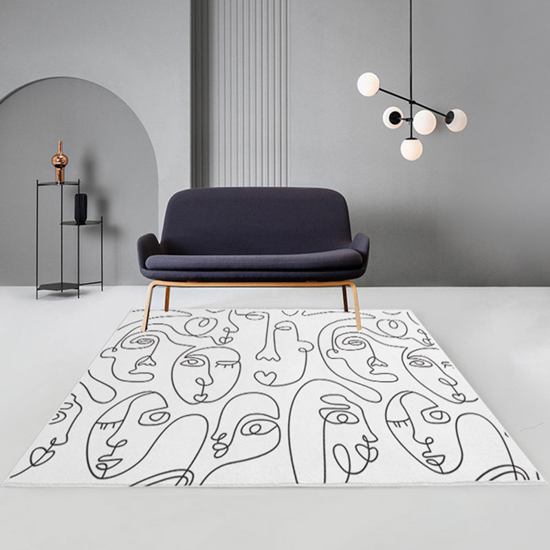 Multicolored Comfort Rug Polyster Hand Printed Area Carpet Non-Slip Backing Pet Friendly Indoor Rug for Room White-Black Clearhalo 'Area Rug' 'Rug' 2392915