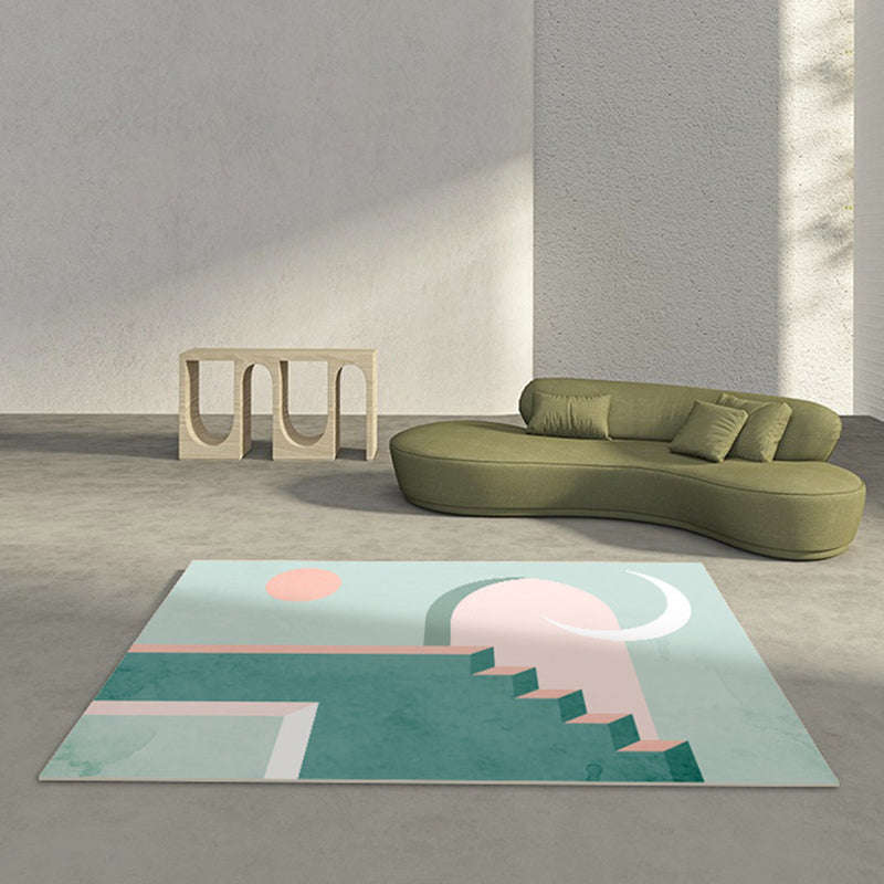 Relaxing Color Block Rug Multicolored PVC Indoor Rug Anti-Slip Backing Stain-Resistant Area Carpet for Room Green Clearhalo 'Area Rug' 'Rug' 2393009