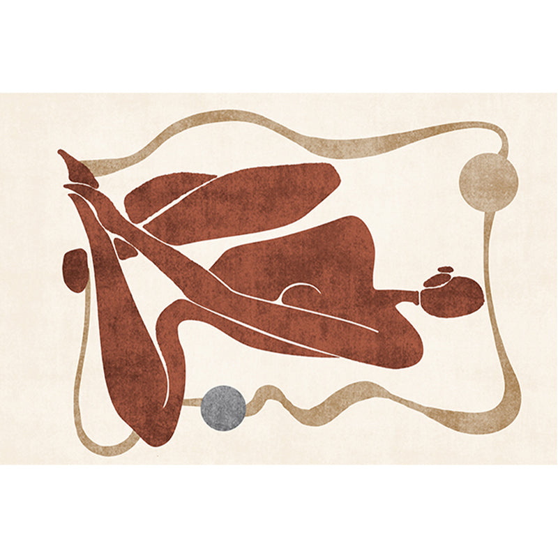 Scandinavian Color Block Rug Multicolor Synthetics Indoor Rug Anti-Slip Backing Stain-Resistant Area Carpet for Decor Red Brown Clearhalo 'Area Rug' 'Rug' 2393028