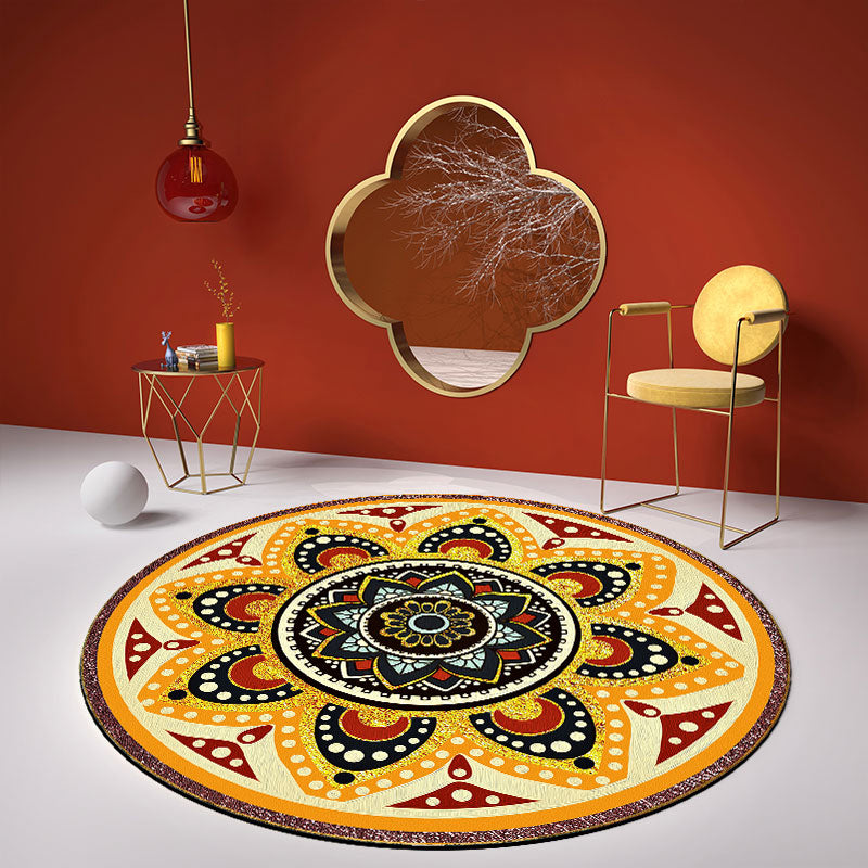 Oriental Flower Printed Rug Multicolor Polypropylene Area Carpet Non-Slip Backing Stain-Resistant Indoor Rug for Decoration Yellow Clearhalo 'Area Rug' 'Rug' 2393068