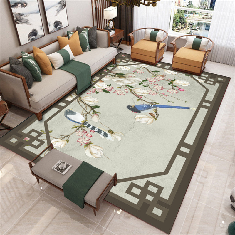 Contemporary Living Room Rug Multi-Color Flower Printed Indoor Rug Polypropylene Pet Friendly Washable Carpet Light Green Clearhalo 'Area Rug' 'Rug' 2393093