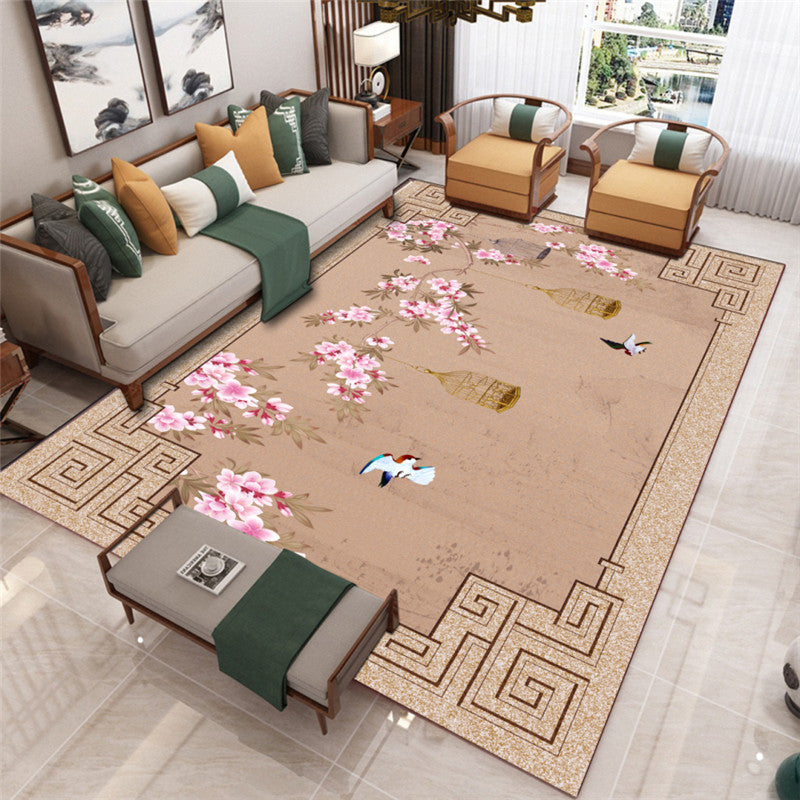 Contemporary Living Room Rug Multi-Color Flower Printed Indoor Rug Polypropylene Pet Friendly Washable Carpet Orange Clearhalo 'Area Rug' 'Rug' 2393102
