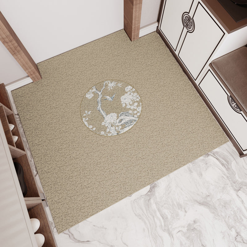 Chinese Flower Print Rug Multi Colored PVC Door Mat Anti-Slip Backing Stain-Resistant Door Mat for Room Light Coffee Clearhalo 'Area Rug' 'Rug' 2393108