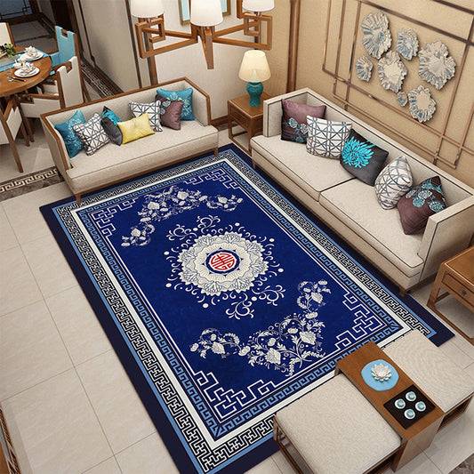 Multicolor Floral Printed Rug Polypropylene Asia Indoor Rug Anti-Slip Backing Stain-Resistant Area Carpet for Living Room Blue Clearhalo 'Area Rug' 'Rug' 2393118