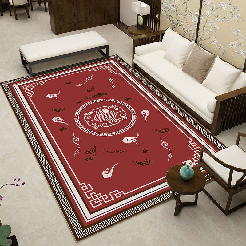 Multicolor Floral Printed Rug Polypropylene Asia Indoor Rug Anti-Slip Backing Stain-Resistant Area Carpet for Living Room Red Clearhalo 'Area Rug' 'Rug' 2393119