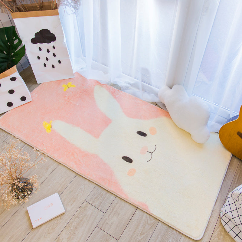 Nordic Cartoon Printed Rug Multicolored Polyster Area Carpet Non-Slip Backing Pet Friendly Rug for Kids Pink Clearhalo 'Area Rug' 'Rug' 2393195