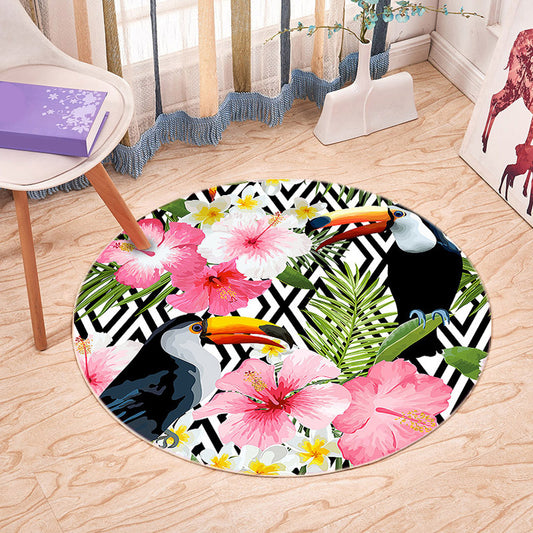 Casual Plant Printed Rug Multicolored Synthetics Area Carpet Non-Slip Backing Stain-Resistant Indoor Rug for Bedroom Pink Clearhalo 'Area Rug' 'Modern' 'Rugs' Rug' 2393245