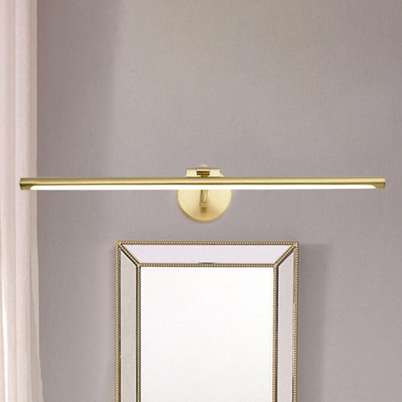 Golden Pipe Shaped Vanity Light Modern Stylish 16"/21.5" Width LED Metal Wall Sconce Light for Bathroom Clearhalo 'Cast Iron' 'Glass' 'Industrial' 'Modern wall lights' 'Modern' 'Tiffany' 'Traditional wall lights' 'Vanity Lights' 'Wall Lights' Lighting' 239341