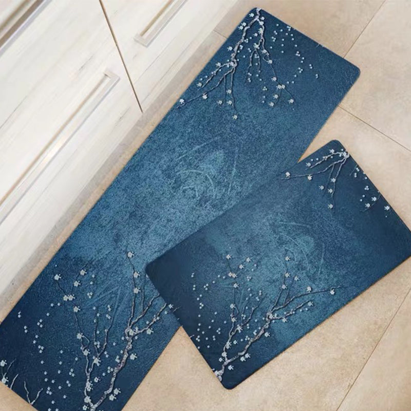 Chinoiserie Floral Printed Rug Multi-Colored PVC Area Carpet Non-Slip Backing Pet Friendly Indoor Rug for Bedroom Blue Clearhalo 'Area Rug' 'Rug' 2393411