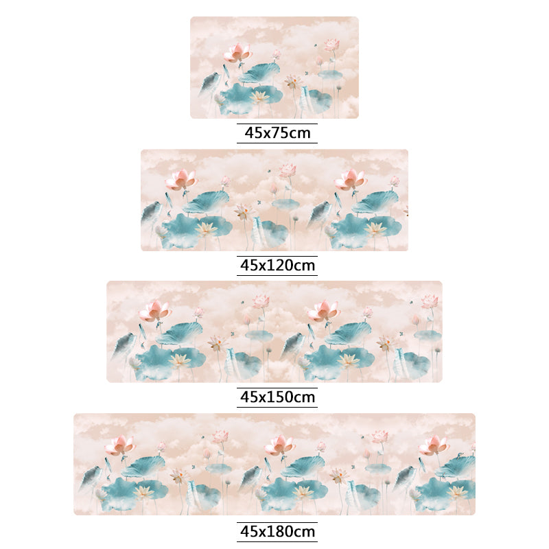 Chinoiserie Floral Printed Rug Multi-Colored PVC Area Carpet Non-Slip Backing Pet Friendly Indoor Rug for Bedroom Pink Clearhalo 'Area Rug' 'Rug' 2393417