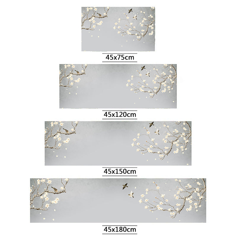 Chinoiserie Floral Printed Rug Multi-Colored PVC Area Carpet Non-Slip Backing Pet Friendly Indoor Rug for Bedroom Grey Clearhalo 'Area Rug' 'Rug' 2393423