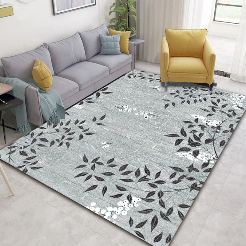Multicolor Cottage Rug Polyster Plant Printed Indoor Rug Pet Friendly Easy Care Washable Area Carpet for Room Light Gray Clearhalo 'Area Rug' 'French Country' 'Rugs' Rug' 2393429