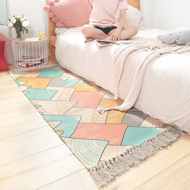 Bohemian Geometric Print Rug Multi Colored Cotton Indoor Rug Pet Friendly Easy Care Washable Area Carpet for Bedroom Clearhalo 'Area Rug' 'Bohemian' 'Rugs' Rug' 2393487