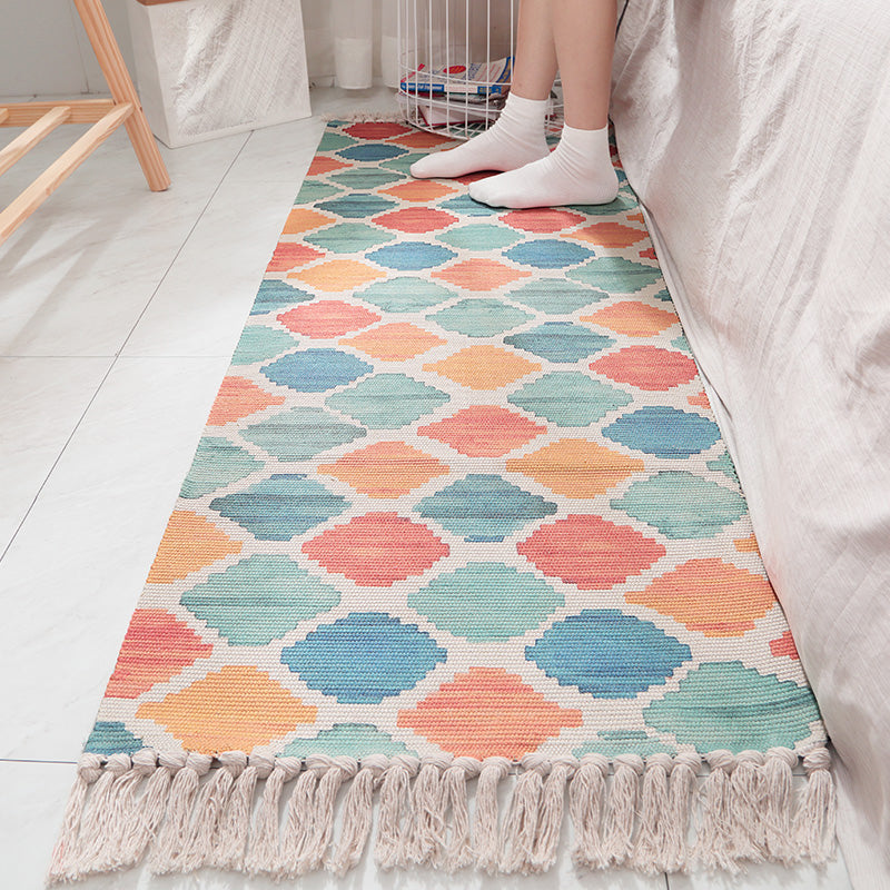 Bohemian Geometric Print Rug Multi Colored Cotton Indoor Rug Pet Friendly Easy Care Washable Area Carpet for Bedroom Blue Clearhalo 'Area Rug' 'Bohemian' 'Rugs' Rug' 2393488