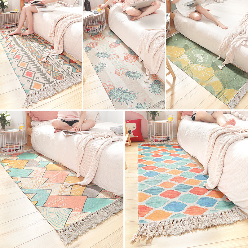 Bohemian Geometric Print Rug Multi Colored Cotton Indoor Rug Pet Friendly Easy Care Washable Area Carpet for Bedroom Clearhalo 'Area Rug' 'Bohemian' 'Rugs' Rug' 2393490