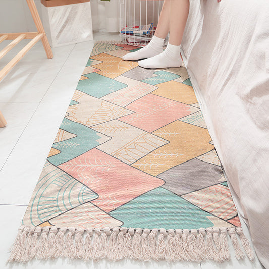 Bohemian Geometric Print Rug Multi Colored Cotton Indoor Rug Pet Friendly Easy Care Washable Area Carpet for Bedroom Pink Clearhalo 'Area Rug' 'Bohemian' 'Rugs' Rug' 2393492
