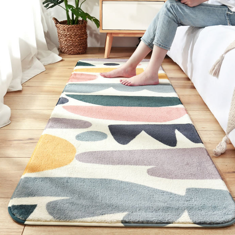 Modern Hand Printed Rug Multicolor Lamb Wool Indoor Rug Non-Slip Backing Pet Friendly Area Carpet for Decoration Pink Clearhalo 'Area Rug' 'Modern' 'Rugs' Rug' 2393512