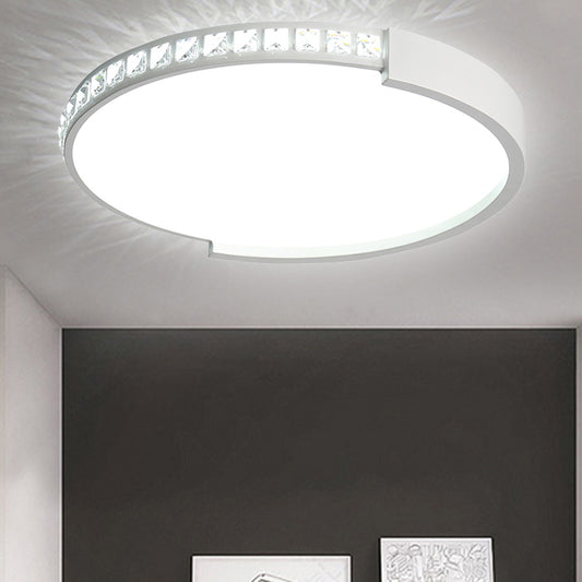16"/19.5"/20.5" Wide Round Flush Mount Lighting Crystal LED Bedroom Living Room Flush Ceiling Light in Warm/White Light White White
