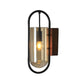 Black Cylinder Sconce Lighting Industrial 1 Light Clear/Amber Glass Wall Mount Light Fixture Clearhalo 'Cast Iron' 'Glass' 'Industrial' 'Modern wall lights' 'Modern' 'Tiffany' 'Traditional wall lights' 'Wall Lamps & Sconces' 'Wall Lights' Lighting' 239520