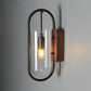Black Cylinder Sconce Lighting Industrial 1 Light Clear/Amber Glass Wall Mount Light Fixture Clearhalo 'Cast Iron' 'Glass' 'Industrial' 'Modern wall lights' 'Modern' 'Tiffany' 'Traditional wall lights' 'Wall Lamps & Sconces' 'Wall Lights' Lighting' 239521