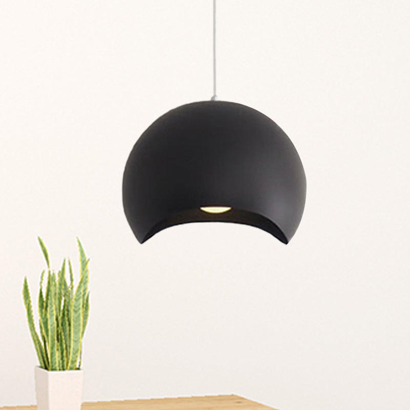 Waveforms Dome Pendant Lamp Nordic Style Metal 8"/12" W 1 Head Black/Gray Ceiling Lighting for Living Room Black Clearhalo 'Ceiling Lights' 'Modern Pendants' 'Modern' 'Pendant Lights' 'Pendants' Lighting' 239612