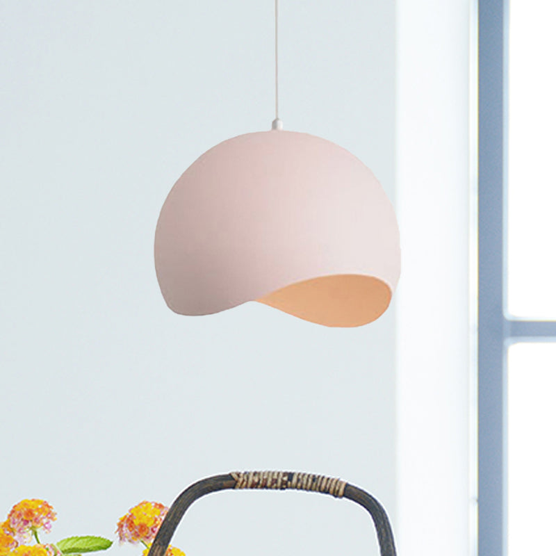 Waveforms Dome Pendant Lamp Nordic Style Metal 8"/12" W 1 Head Black/Gray Ceiling Lighting for Living Room Pink Clearhalo 'Ceiling Lights' 'Modern Pendants' 'Modern' 'Pendant Lights' 'Pendants' Lighting' 239615