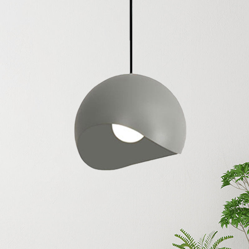Waveforms Dome Pendant Lamp Nordic Style Metal 8"/12" W 1 Head Black/Gray Ceiling Lighting for Living Room Clearhalo 'Ceiling Lights' 'Modern Pendants' 'Modern' 'Pendant Lights' 'Pendants' Lighting' 239620