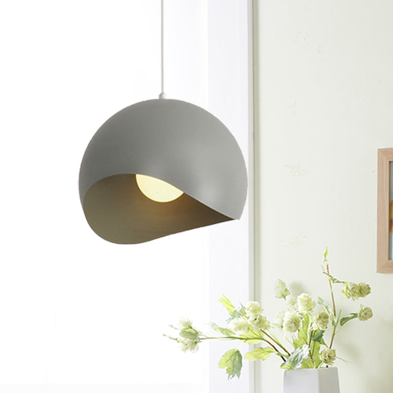Waveforms Dome Pendant Lamp Nordic Style Metal 8"/12" W 1 Head Black/Gray Ceiling Lighting for Living Room Green Clearhalo 'Ceiling Lights' 'Modern Pendants' 'Modern' 'Pendant Lights' 'Pendants' Lighting' 239621