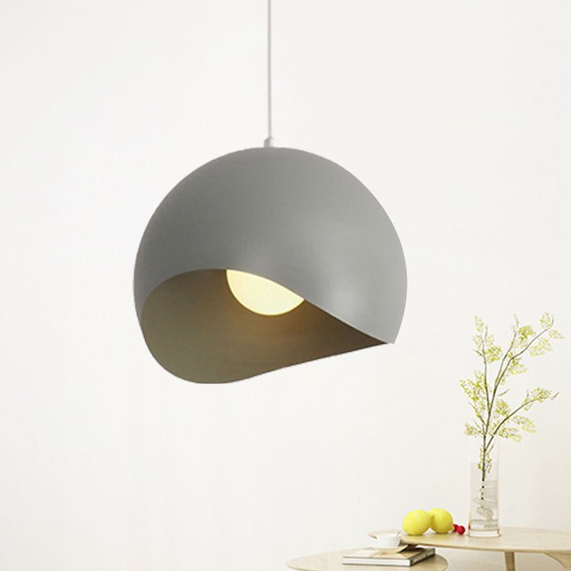 Waveforms Dome Pendant Lamp Nordic Style Metal 8"/12" W 1 Head Black/Gray Ceiling Lighting for Living Room Clearhalo 'Ceiling Lights' 'Modern Pendants' 'Modern' 'Pendant Lights' 'Pendants' Lighting' 239622