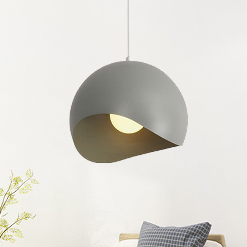 Waveforms Dome Pendant Lamp Nordic Style Metal 8"/12" W 1 Head Black/Gray Ceiling Lighting for Living Room Clearhalo 'Ceiling Lights' 'Modern Pendants' 'Modern' 'Pendant Lights' 'Pendants' Lighting' 239623