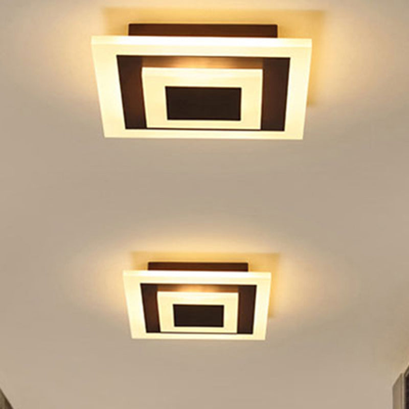 Square Shape Flush Ceiling Light Modern Stylish Acrylic Ceiling Lamp for Corridor Kitchen Coffee Warm Clearhalo 'Ceiling Lights' 'Close To Ceiling Lights' 'Close to ceiling' 'Flush mount' Lighting' 239730