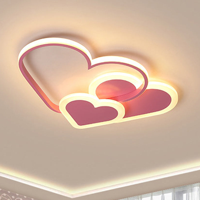 Modern Stylish Loving Heart Ceiling Mount Light Acrylic LED Flush Light for Kindergarten Pink Warm Clearhalo 'Ceiling Lights' 'Close To Ceiling Lights' 'Close to ceiling' 'Flush mount' Lighting' 239735