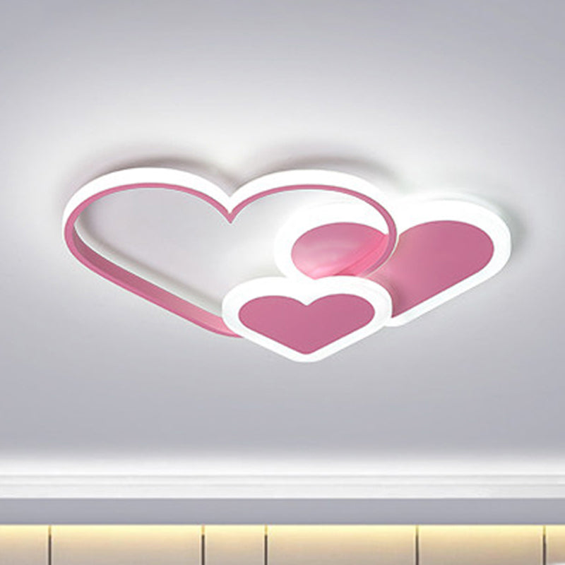 Modern Stylish Loving Heart Ceiling Mount Light Acrylic LED Flush Light for Kindergarten Pink White Clearhalo 'Ceiling Lights' 'Close To Ceiling Lights' 'Close to ceiling' 'Flush mount' Lighting' 239738