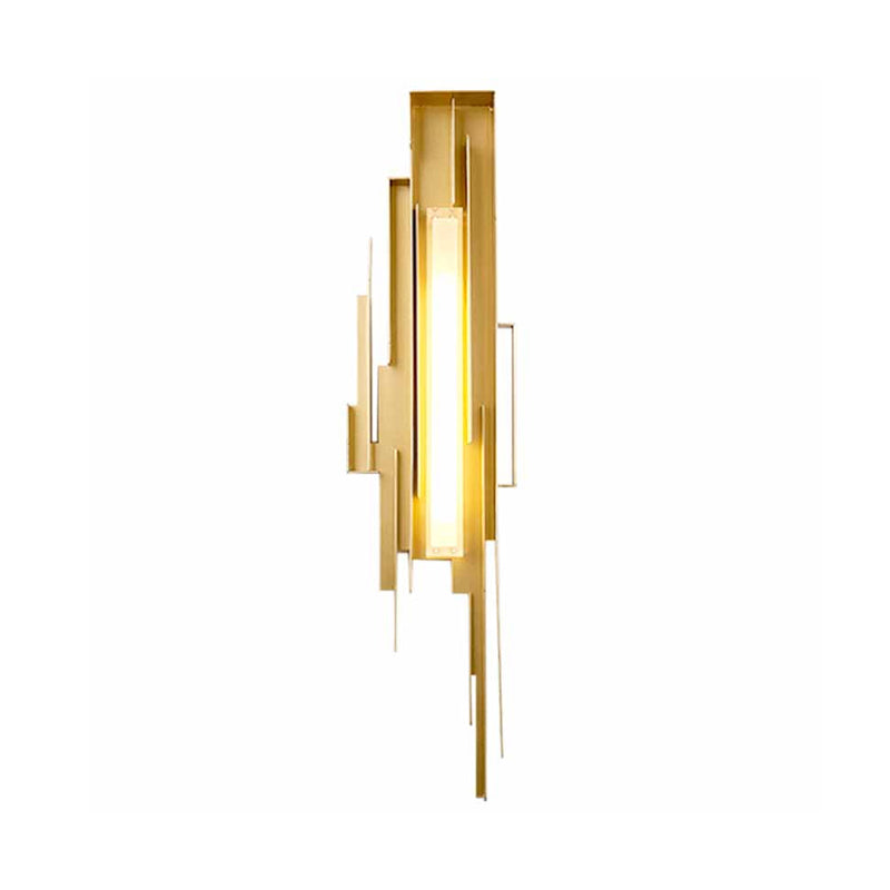 1 Bulb Irregular Shape Sconce Lamp Tradition Metal Wall Lighting Fixture in Brass/Gold with Tip toward Left/Right Clearhalo 'Wall Lamps & Sconces' 'Wall Lights' Lighting' 239856