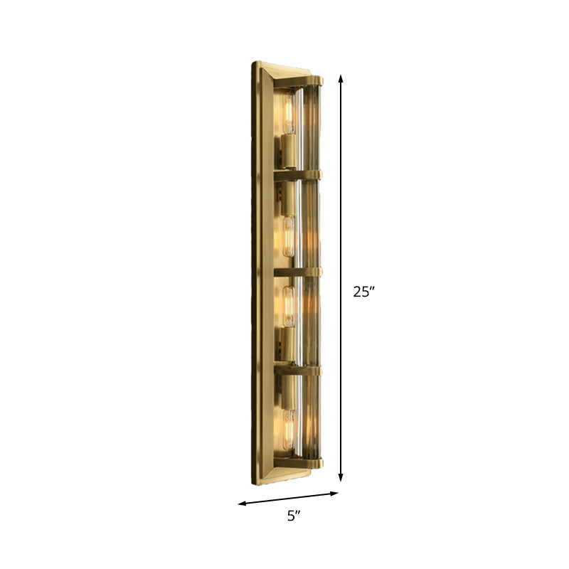 Tube Sconce Light Traditionary Metal 2/3/4 Heads Black/Gold Wall Lamp Fixture for Living Room Clearhalo 'Wall Lamps & Sconces' 'Wall Lights' Lighting' 239911