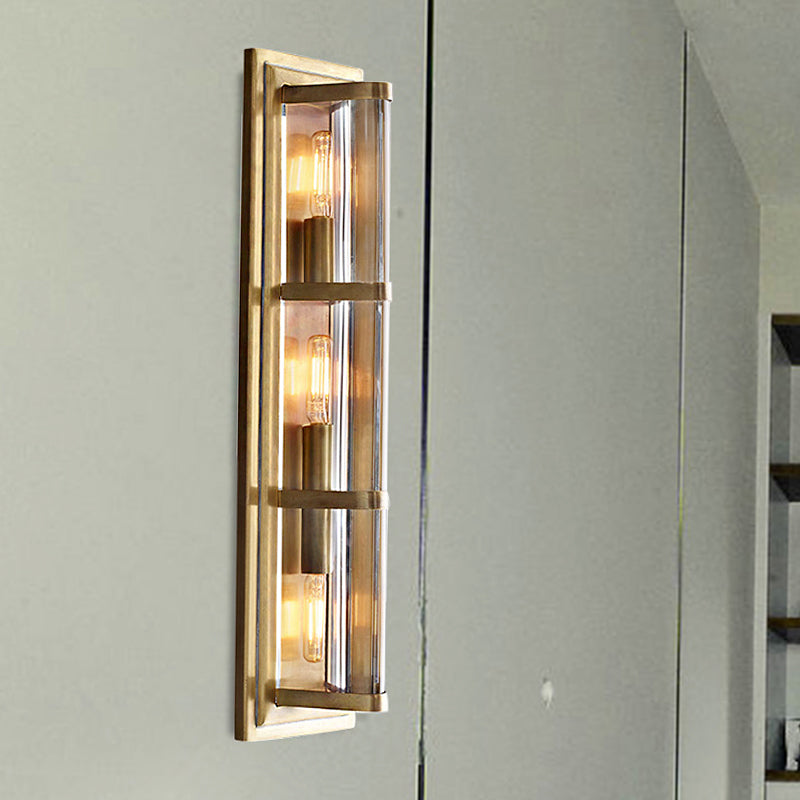 Tube Sconce Light Traditionary Metal 2/3/4 Heads Black/Gold Wall Lamp Fixture for Living Room 3.0 Gold Clearhalo 'Wall Lamps & Sconces' 'Wall Lights' Lighting' 239931