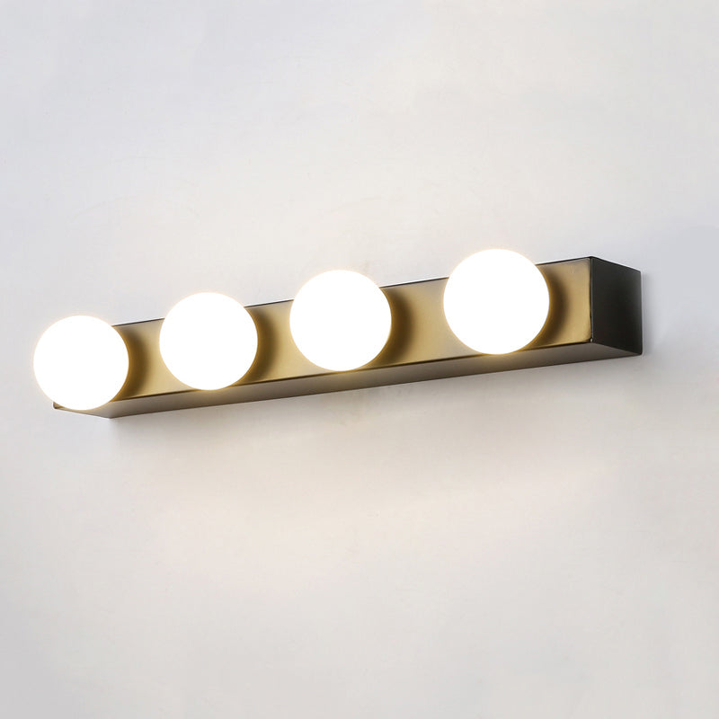 Black/White Finish Open Bulb Vanity Lighting Fixture Minimalism Style 4/5 Heads Metal Wall Light for Bathroom Clearhalo 'Cast Iron' 'Glass' 'Industrial' 'Modern wall lights' 'Modern' 'Tiffany' 'Traditional wall lights' 'Vanity Lights' 'Wall Lights' Lighting' 240058