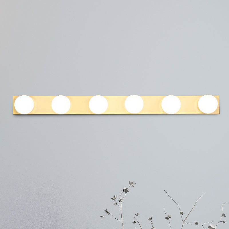 Black/White Finish Open Bulb Vanity Lighting Fixture Minimalism Style 4/5 Heads Metal Wall Light for Bathroom Clearhalo 'Cast Iron' 'Glass' 'Industrial' 'Modern wall lights' 'Modern' 'Tiffany' 'Traditional wall lights' 'Vanity Lights' 'Wall Lights' Lighting' 240060