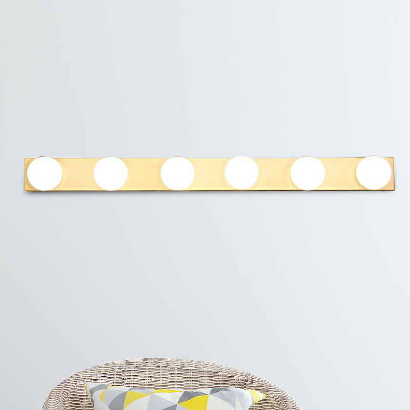 Black/White Finish Open Bulb Vanity Lighting Fixture Minimalism Style 4/5 Heads Metal Wall Light for Bathroom Clearhalo 'Cast Iron' 'Glass' 'Industrial' 'Modern wall lights' 'Modern' 'Tiffany' 'Traditional wall lights' 'Vanity Lights' 'Wall Lights' Lighting' 240063