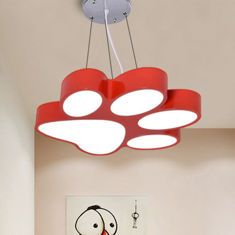 Doggy Paw Bathroom Pendant Lamp Acrylic Cartoon LED Hanging Light Red Clearhalo 'Ceiling Lights' 'Pendant Lights' 'Pendants' Lighting' 240067_a240ae2d-d42d-478b-9349-c156658b4f46