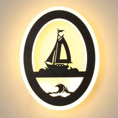 Black Natural View Wall Light Modern Stylish Acrylic Sconce Light for Living Room Corridor Black Boat Clearhalo 'Wall Lamps & Sconces' 'Wall Lights' Lighting' 24017