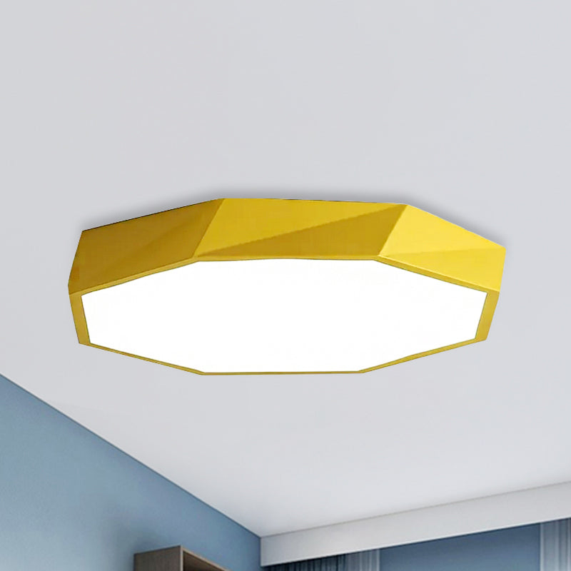 Acrylic Octagon Flush Mount Light Kid Bedroom Macaron LED Ceiling Light with Candy Color Yellow Clearhalo 'Ceiling Lights' 'Close To Ceiling Lights' 'Close to ceiling' 'Flush mount' Lighting' 240207